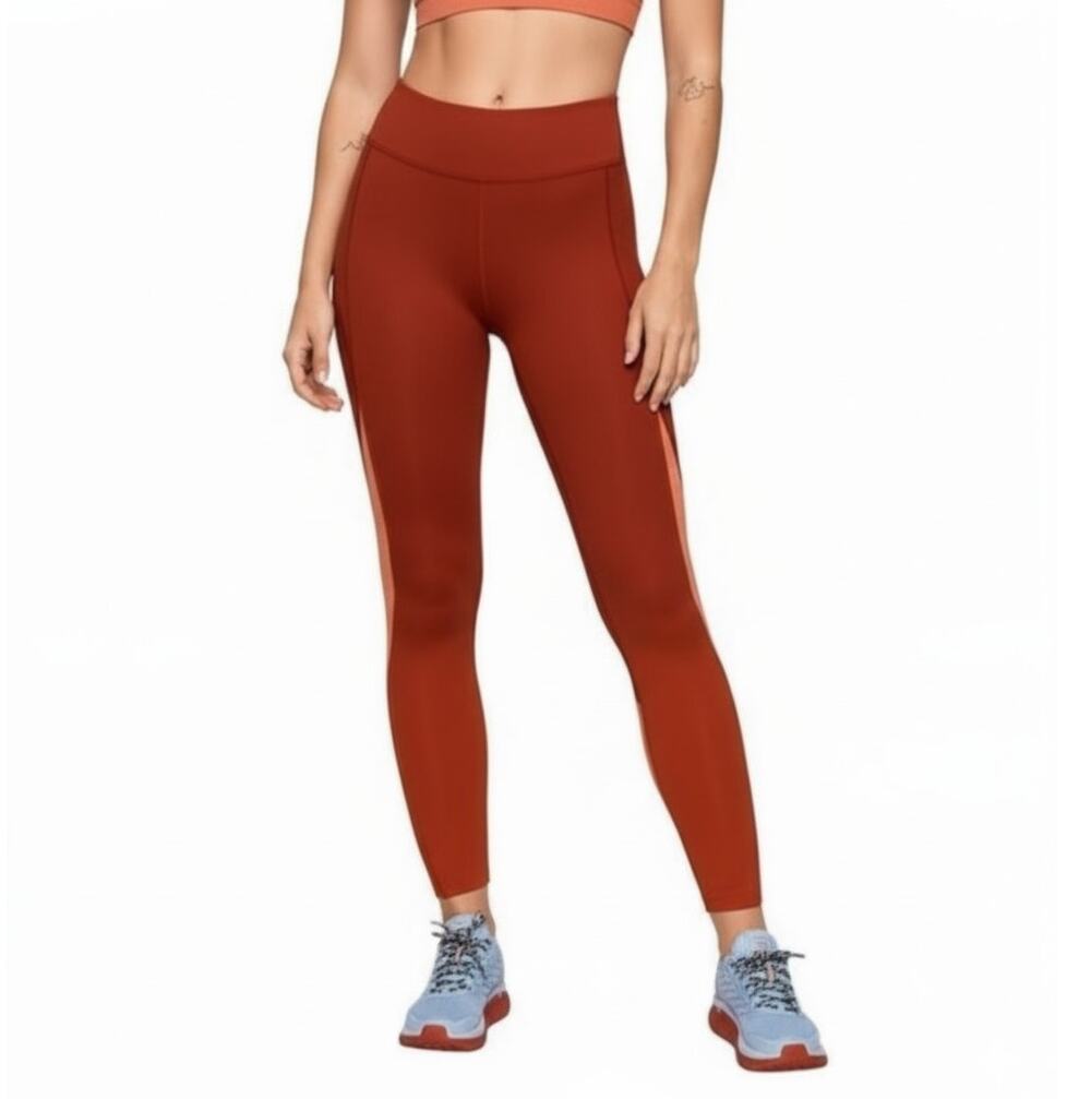OUTDOOR VOICES Techsweat 7/8 Zoom Leggings High Waist Orange Multi Womens Size M